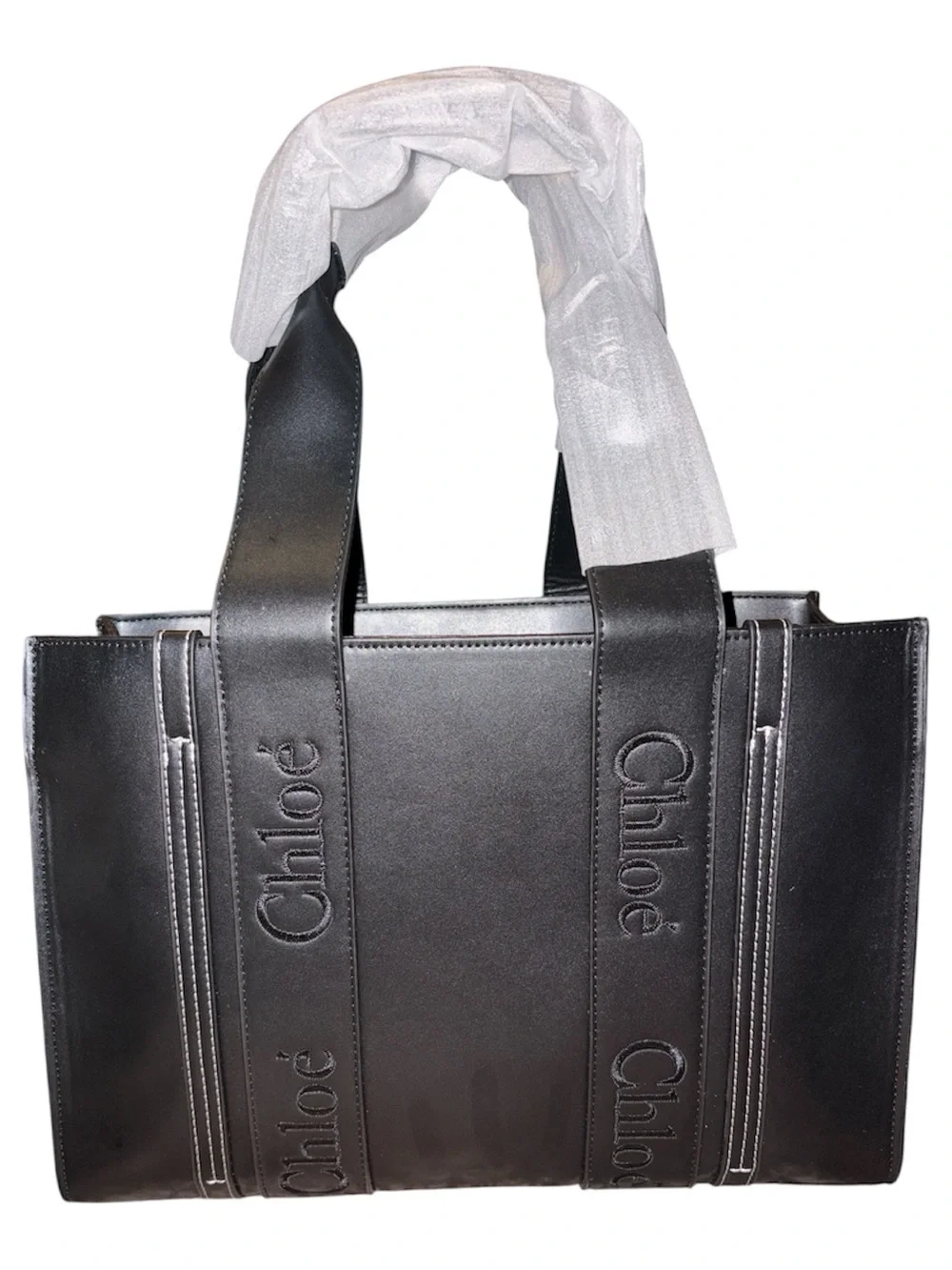 Black Embossed Leather Tote